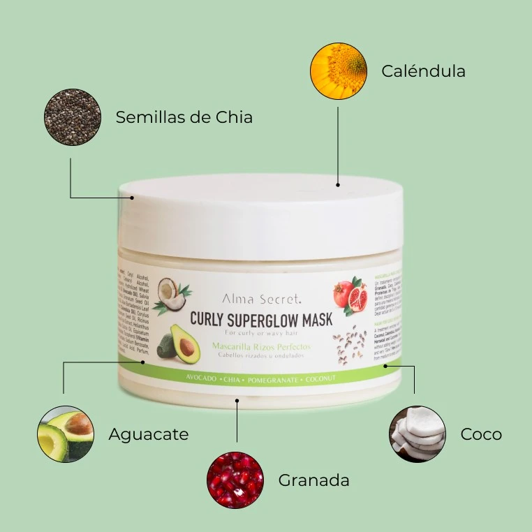 Curly Superglow Mask Cabello Rizado Alma Secret mascarilla capilar 250 ml