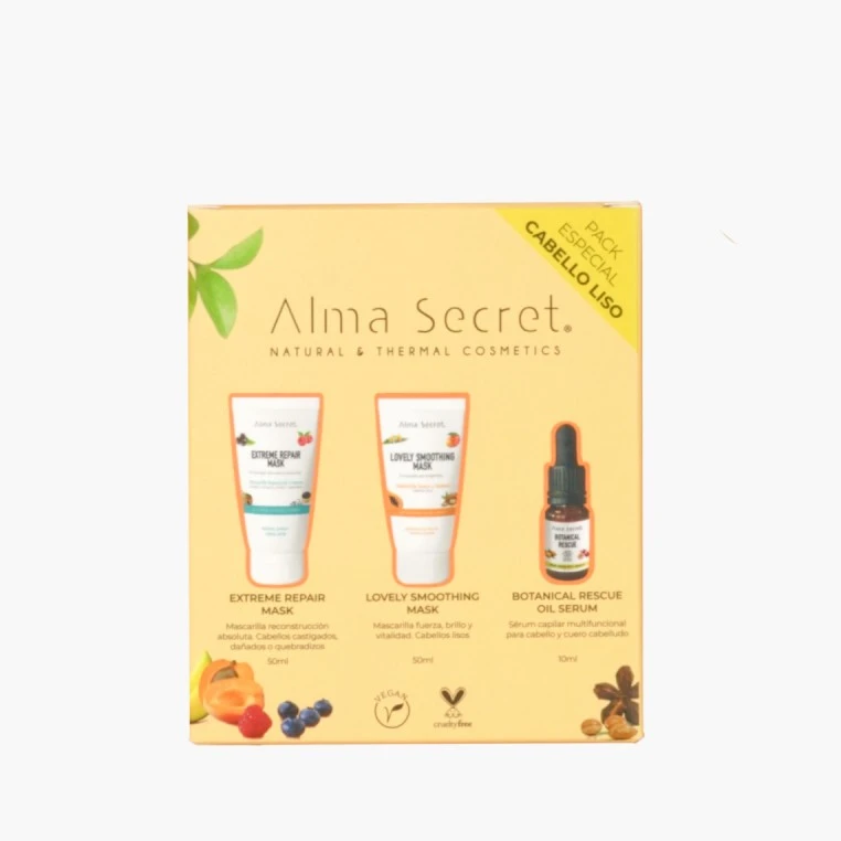 Pack regalo minis. mascarilla lovely, mascarilla extrem y sérum botanical rescue Alma Secret