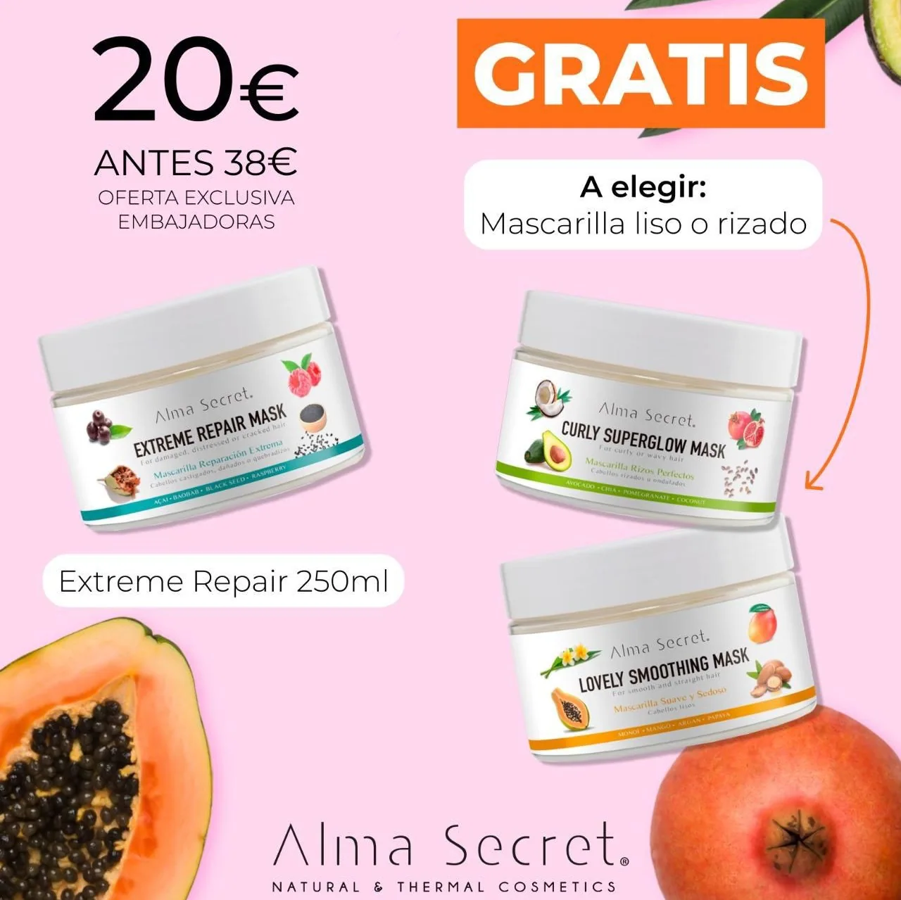 Ofertas Black Friday Alma Secret Mascarilla Extrem Repair Mask con regalo a elegir de mascarilla Curly Superglow Mask o Lovely Smoothing Mask